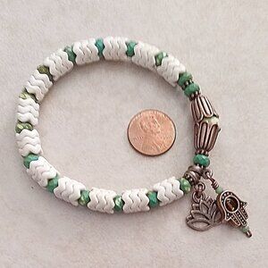 Namaste! Hamsa Hand & Lotus Blessings Bracelet! Abundance Feminine Power